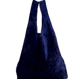 Navy Suede Tote Bag Baggu